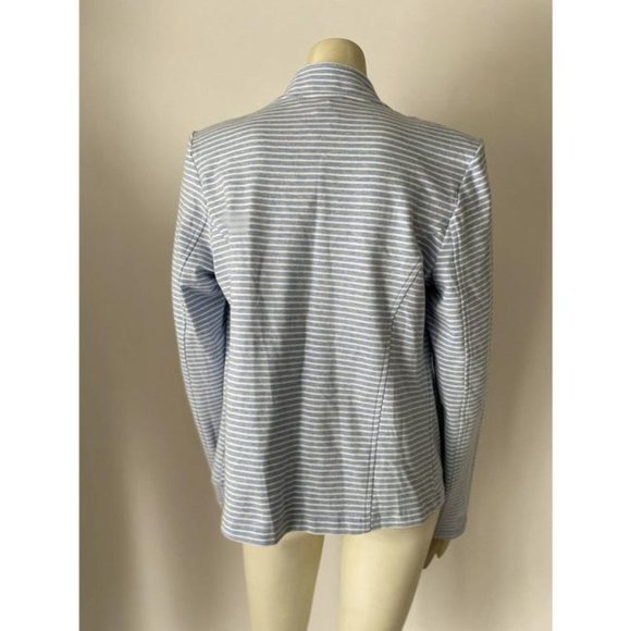 Tommy Hilfiger Military Band Womens Open Front Jacket Grey White Stripes sz S - Picture 13 of 15
